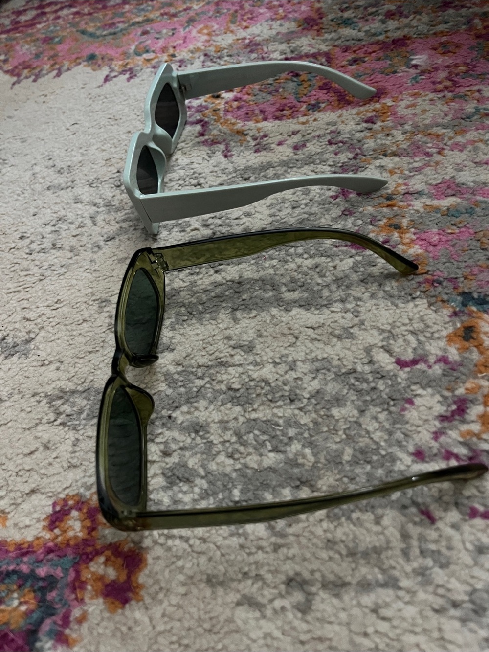 Retro Bundle Green Chunky Rectangle Sunglasses Y2K 90s Vintage Streetwear - Picture 5 of 5
